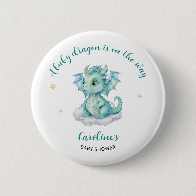 Cute Dragon Baby Shower Button (Front)