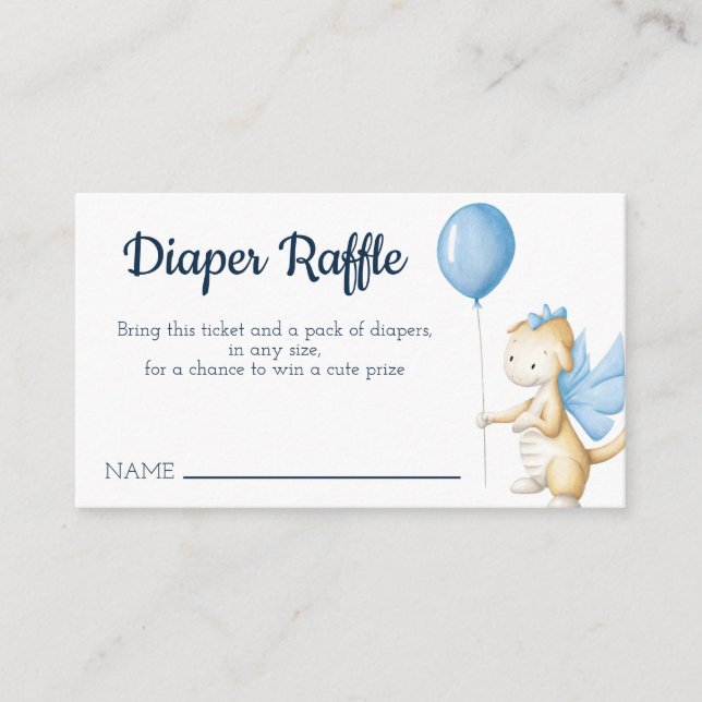 Cute Dragon Baby Shower Diaper Raffle Enclosure Card (Front)