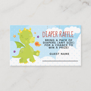Cute Dragon Baby Shower Diaper Raffle Enclosure Card