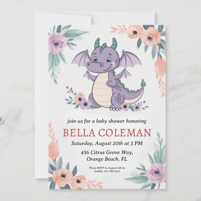 cute dragon baby shower invitations (Front)