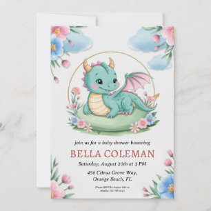 cute dragon baby shower invitations