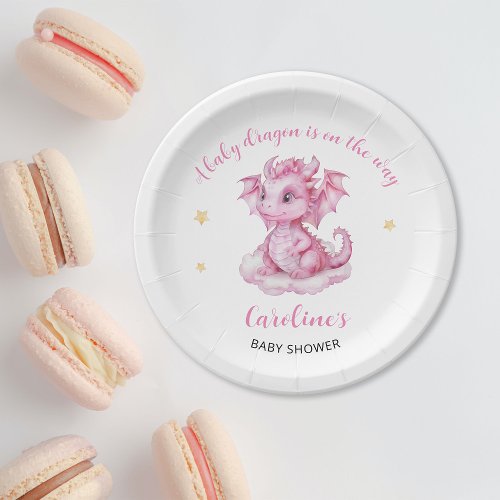 Cute Dragon Baby Shower Paper Plates