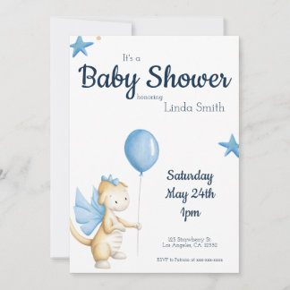 Cute Dragon Baby Shower Party Invitation