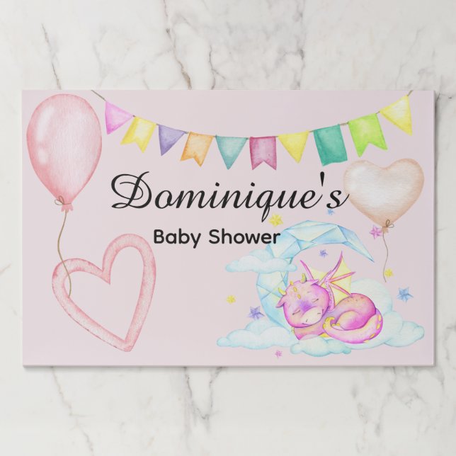 Cute Dragon Baby Shower Tearaway Paper Placemat  (Front)