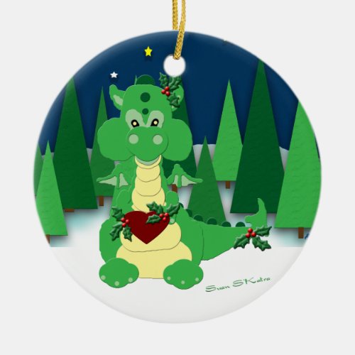 Cute Dragon Babys 1st Christmas Ceramic Ornament