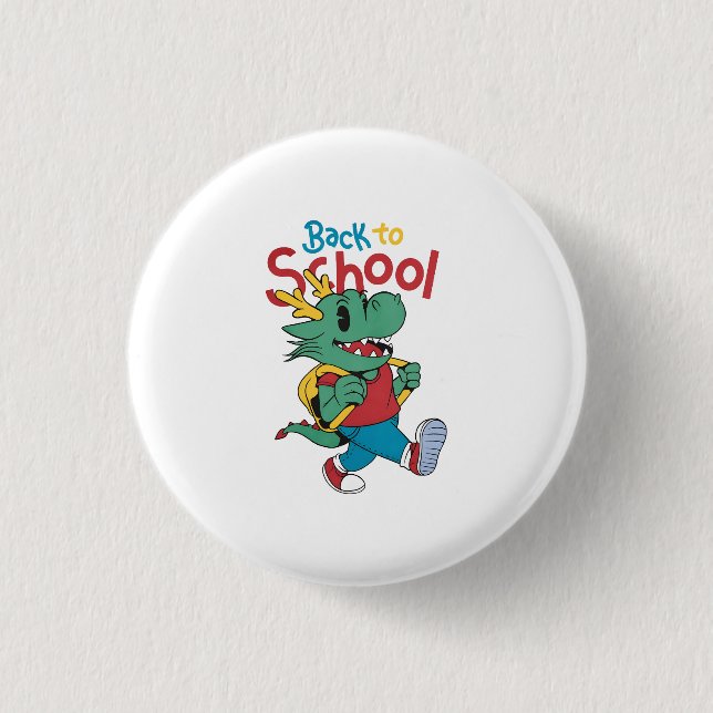 Cute Dragon Back to School Art Button (Front)