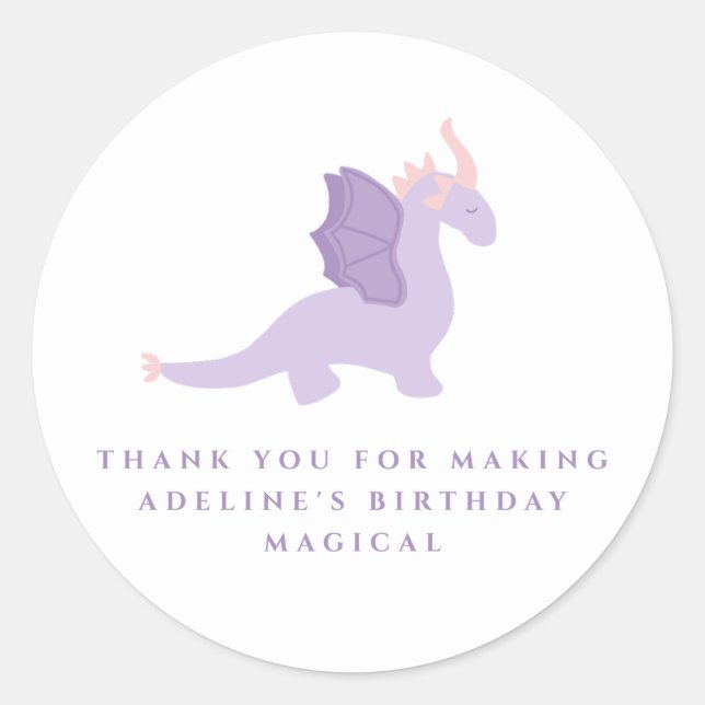 Cute Dragon Birthday Favor Sticker  (Front)