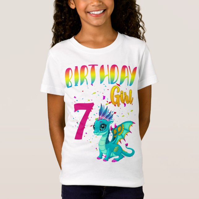 Cute Dragon Birthday Party Custom T-Shirt (Front)