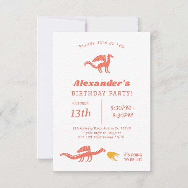 Cute Dragon Birthday Party Invitation (Front)