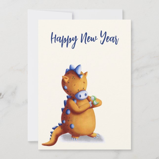 Cute Dragon Chinese New Year Holiday Card (Front)