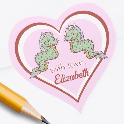 Cute Dragon Chinese Valentines Day 2024 Heart Sticker