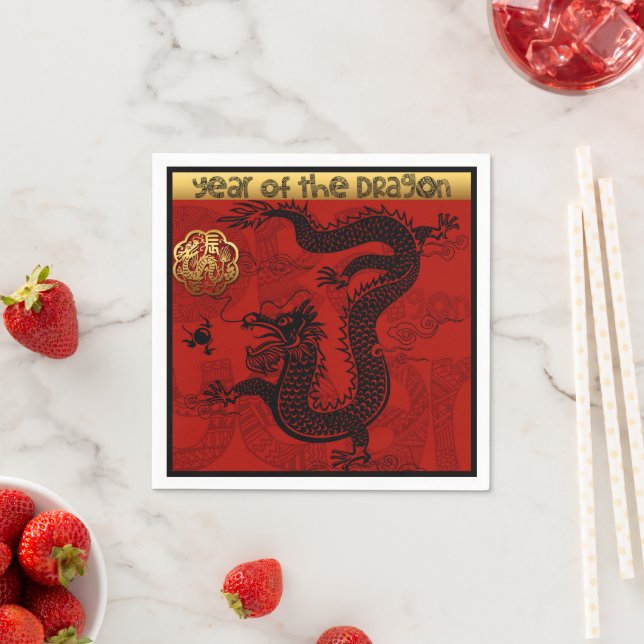Cute Dragon Chinese Year 2024 Zodiac Birthday PN Napkins (Insitu)
