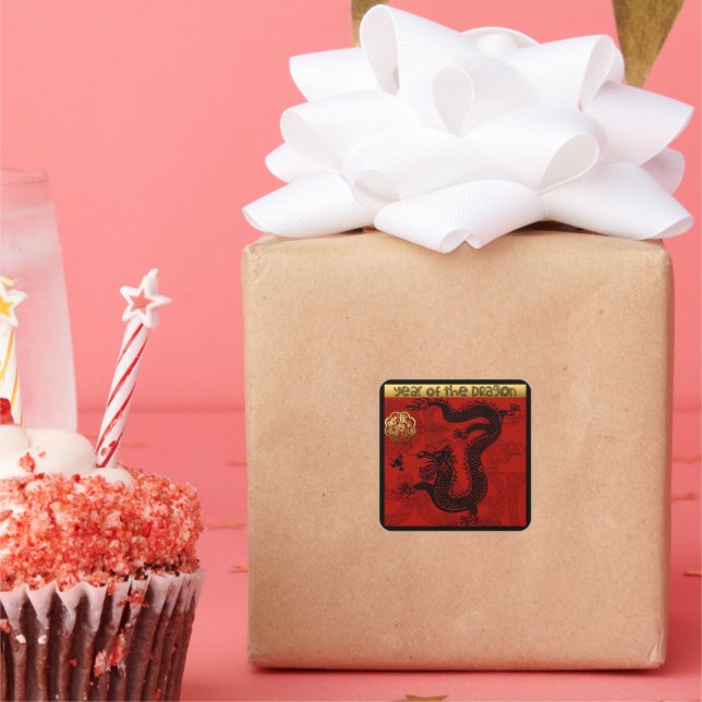 Cute Dragon Chinese Year 2024 Zodiac Birthday SqS Square Sticker (Party)