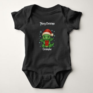 cute dragon Christmas holiday baby T-Shirt Baby Bodysuit