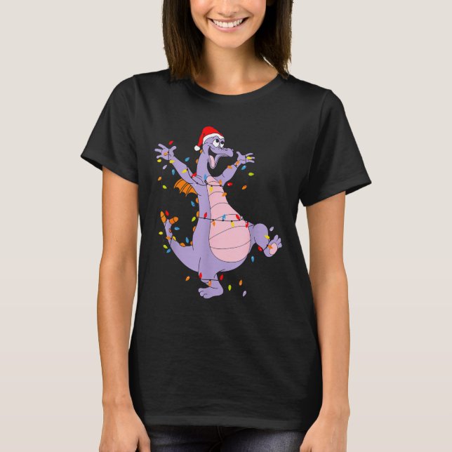 Cute Dragon Christmas Lights Santa Hat Animal Men  T-Shirt (Front)