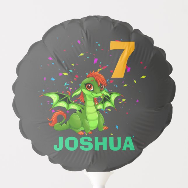 Cute Dragon Custom Birthday Boy Party Balloon (Front)