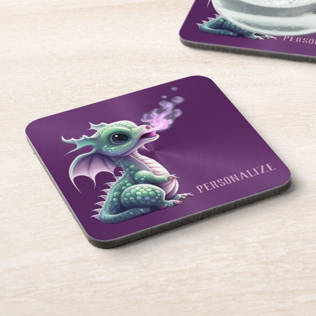 Cute Dragon Design Beverage Coaster (Left Side)