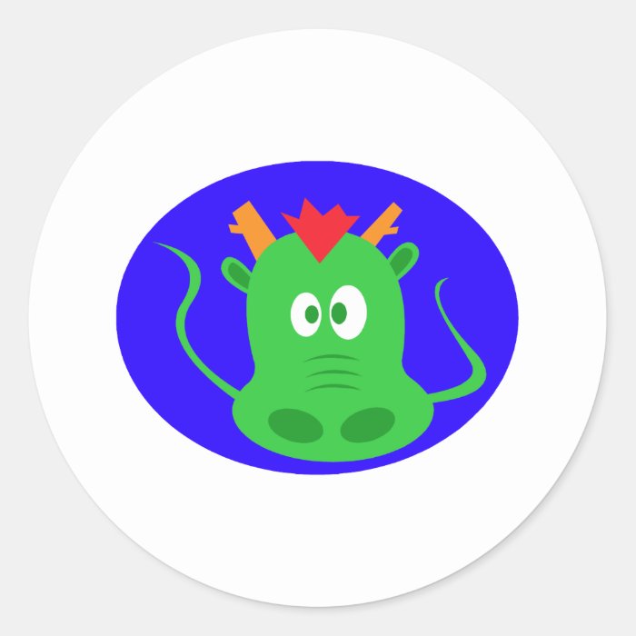 Cute Dragon Face Round Sticker