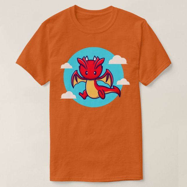 Cute Dragon Flying Cartoon T-Shirt (Design Front)