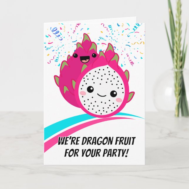 Cute Dragon Fruit Pun Cartoon RSVP Card (Front)
