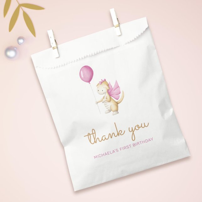Cute Dragon Girl Birthday Favor Bag (Creator Uploaded)