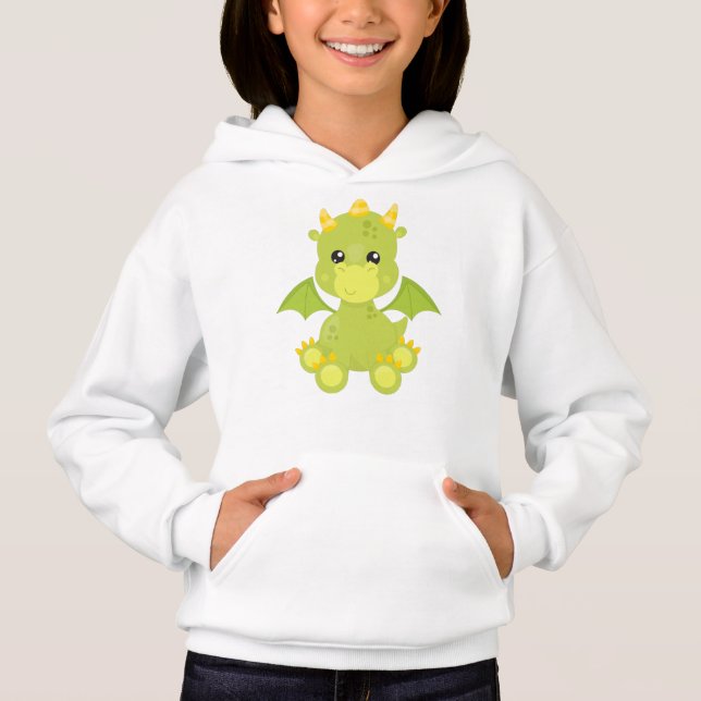 Cute Dragon, Green Dragon, Little Dragon, Magic Hoodie (Front)
