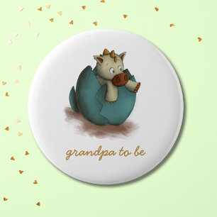 Cute Dragon Hatching Grandpa to Be Button