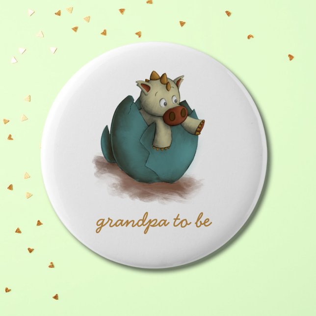 Cute Dragon Hatching Grandpa to Be Button (Creator Uploaded)