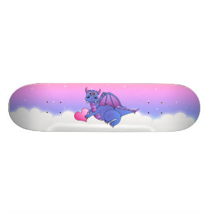 Cute Dragon Heart Blue - Pink -Purple Skateboard Deck