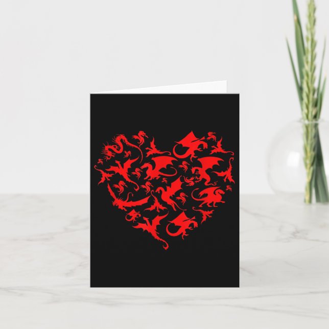 Cute Dragon Heart Valentines Day Animals Dragon Lo Card (Front)