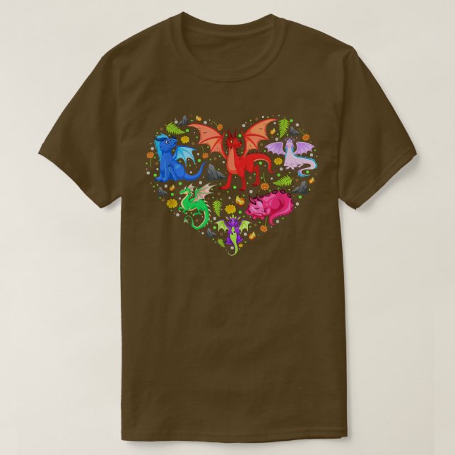 Cute Dragon Heart Valentines Day Funny Animals Lov T-Shirt (Design Front)