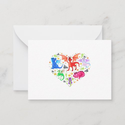 Cute Dragon Heart Valentines Day Funny Animals Note Card