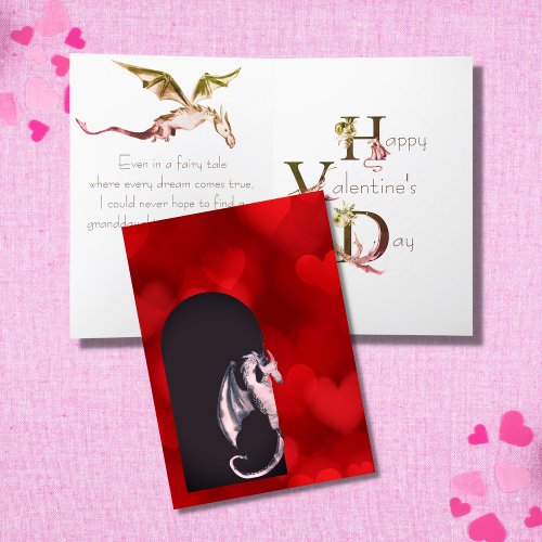 Cute Dragon Hearts Granddaughter Valentines Day Card