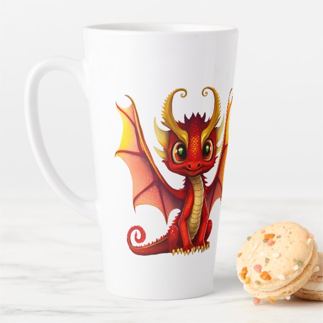 Cute Dragon Illustration on for Fantasy Lovers Latte Mug (In Situ)
