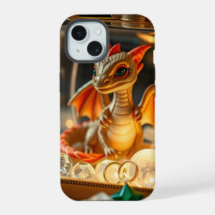 Cute Dragon in a Jewelry Box iPhone 15 Case