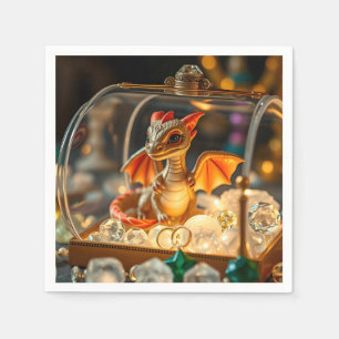 Cute Dragon in a Jewelry Box Napkins