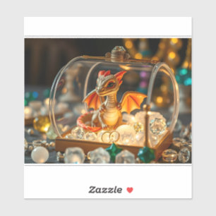 Cute Dragon in a Jewelry Box Sticker
