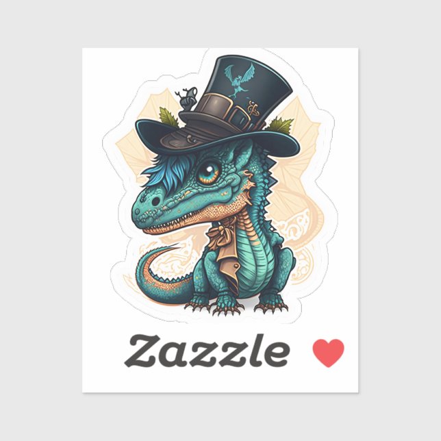 Cute Dragon in a Top Hat Sticker (Sheet)