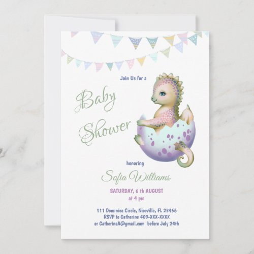 Cute dragon invitation for baby shower