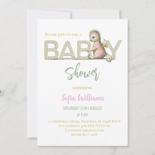 Cute dragon invitation for baby shower birthday