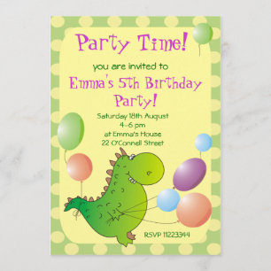 Cute Dragon Kids Party Invitation,Children's Party Invitation