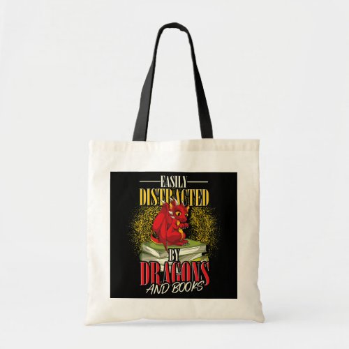 Cute Dragon Librarian Book Reading Funny Book Tote Bag