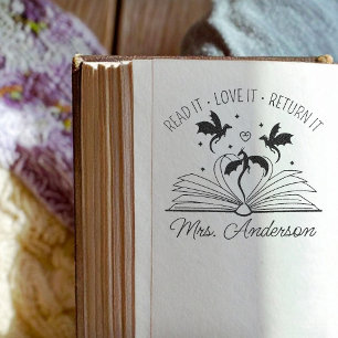 Cute Dragon Library Floral Grow your Mind Teacher Self-inking Stamp