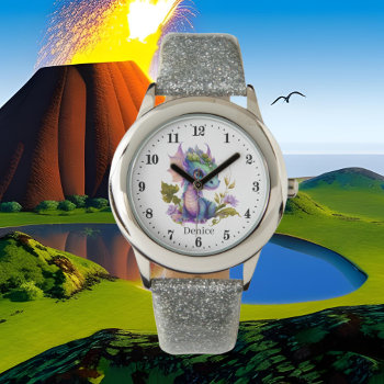 Cute Dragon Lovers Fantasy Add Name  Watch by DoodlesGifts at Zazzle