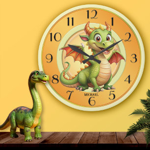 Cute Dragon Magical Fantasy Kids Round Clock
