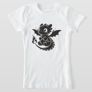 Cute  Dragon Minimalist Black Illustration T-shirt