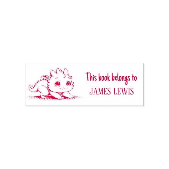 Cute Dragon Personalized Kids Name Stamp (Design)