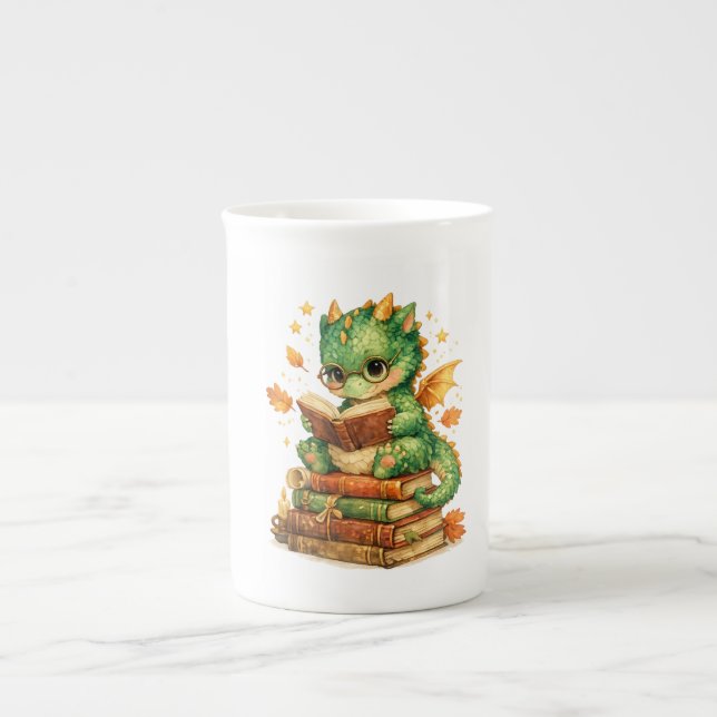 Cute Dragon Reading Coffee Mug (Front)