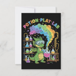 Cute Dragon Scientist Magical Potion Play Lab Thank You Card