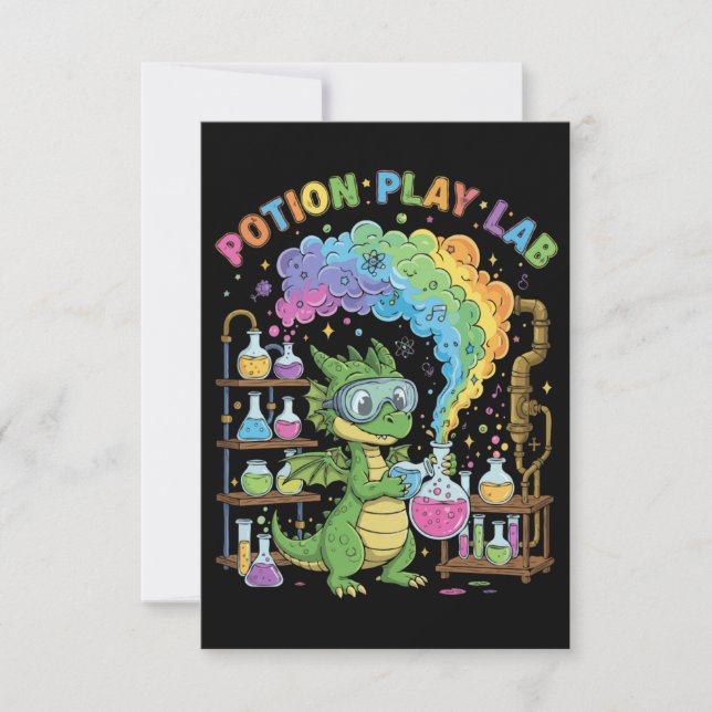  Cute Dragon Scientist | Magical Potion Play Lab Thank You Card (Front)